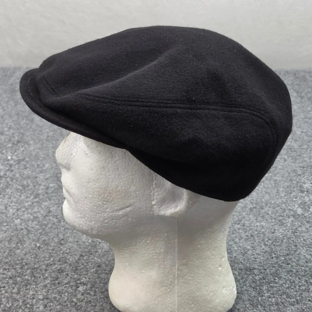 Italian Newsboy Hat 100% Cashmere Mens 7 3/8 Black Flat Cap Driver Hat Old Money
